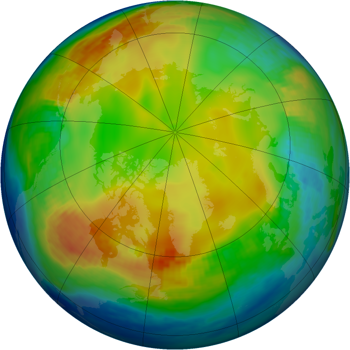 Arctic ozone map for 03 January 1988